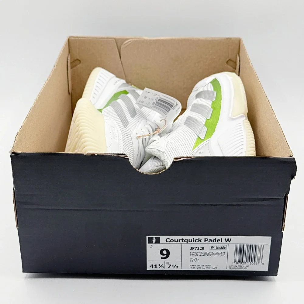 Adidas Padel Shoes Court Quick Size 9 Womens White/Silver Padeltennis JP7229